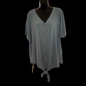 Size XL light blue tie front shirt